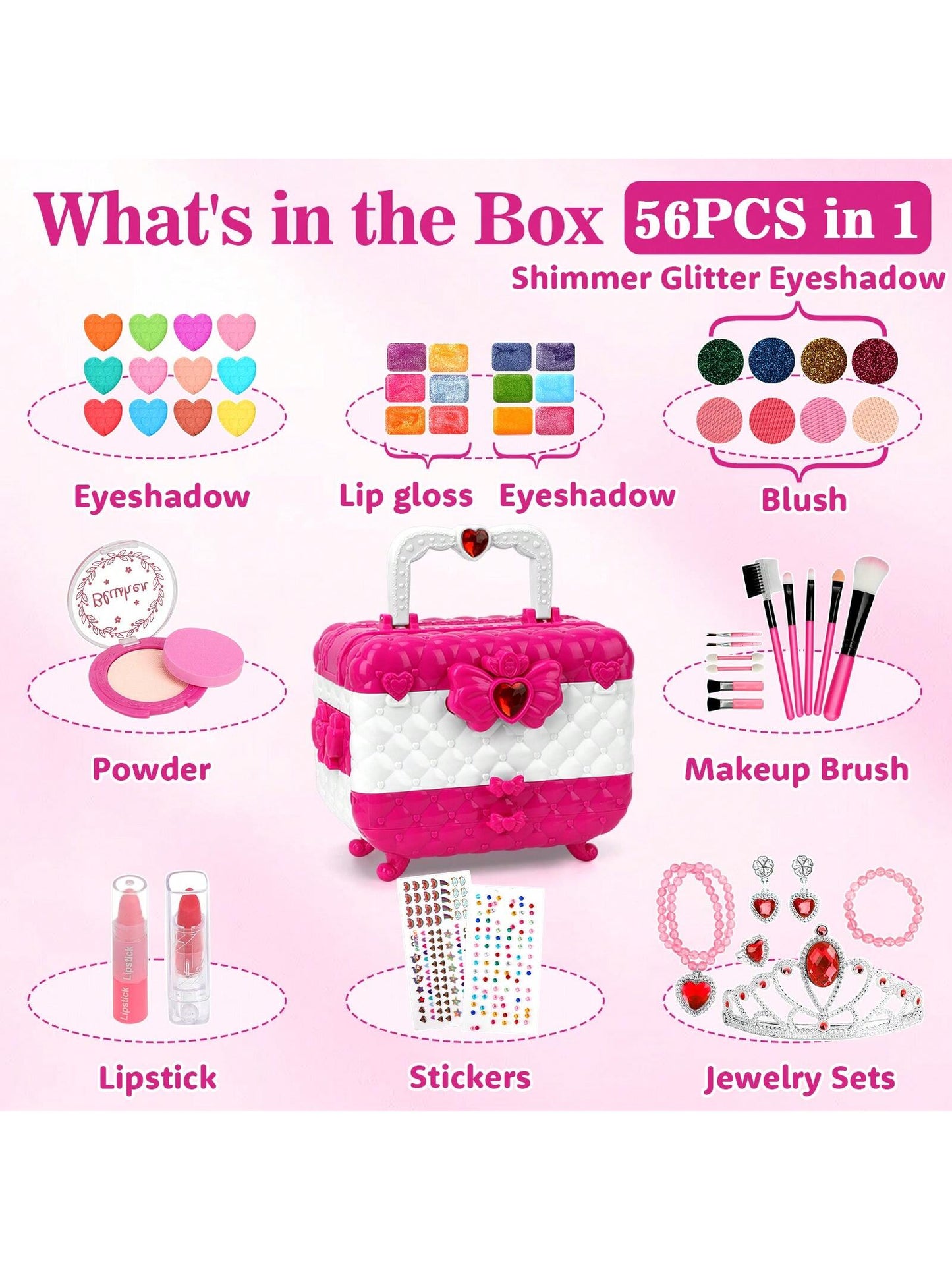 Kids Makeup Kit And Jewelry Set For Girl, Toys For Girls Ages 3 4 5 6 7 8 9 10, Ideal Gifts For Girls