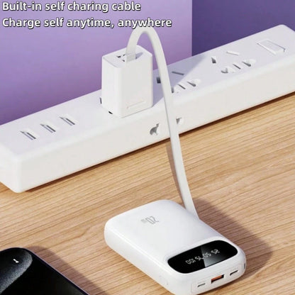 LADAPU 10000mAh Mini Cute 5V15w Fast Charging Power Bank, Small Size Large Capacity Rechargeable Portable Mobile Phone Charger, Built-In 4-In-1 Cable, Digital Display, Micro Interface, Outdoor Travel