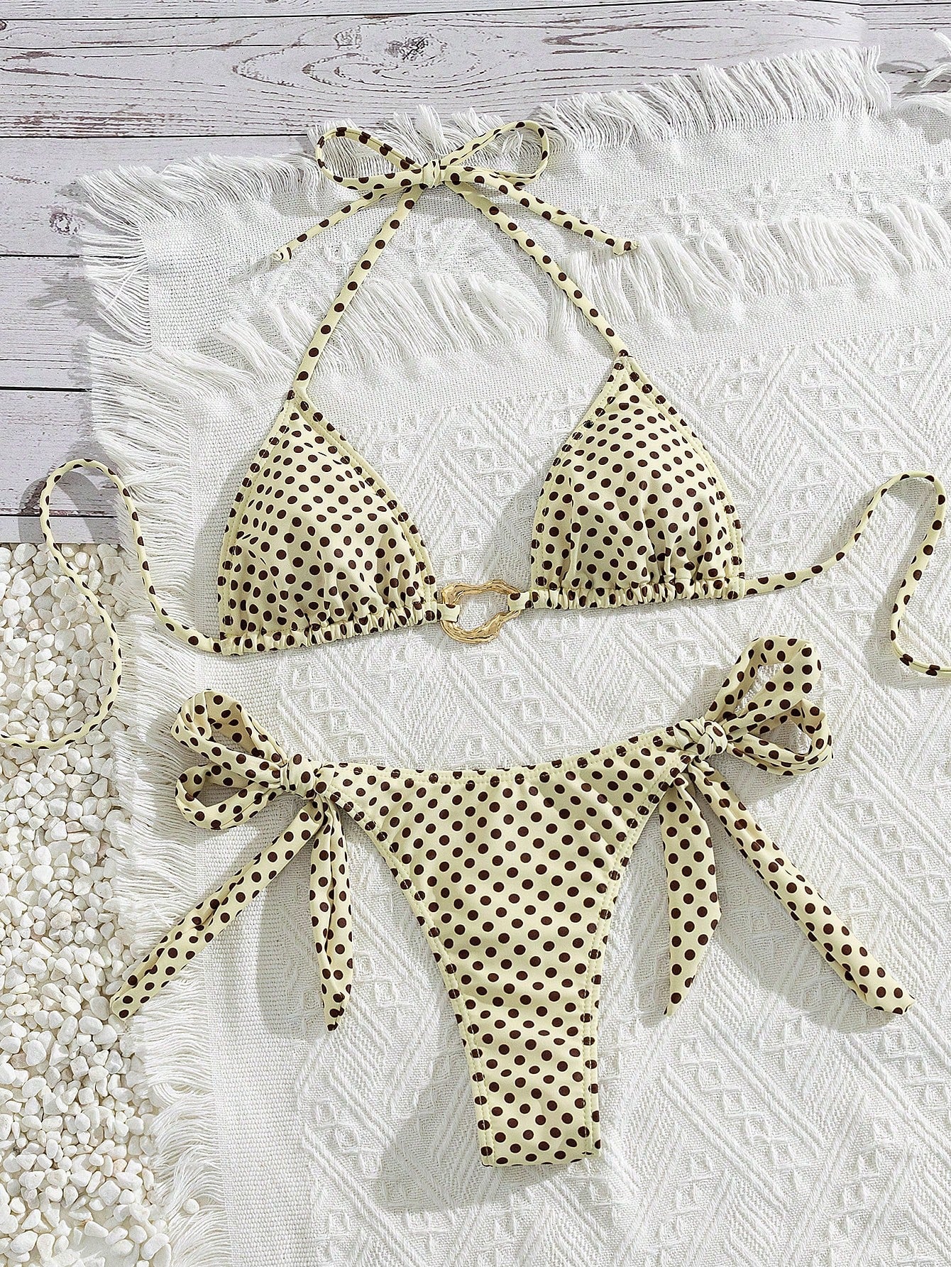 Lady's Print Halter & Tie-Side 2Pcs Swimwear: Sexy, Stylish, Young, Simple, High End, Lively, Cute – Beach Vacations And Travel Parties Summer