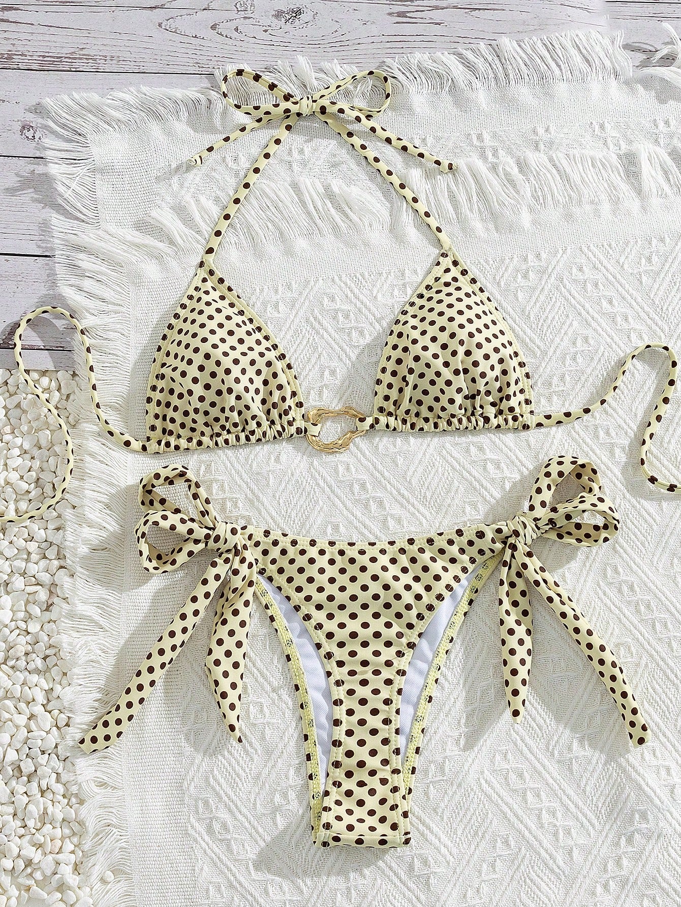 Lady's Print Halter & Tie-Side 2Pcs Swimwear: Sexy, Stylish, Young, Simple, High End, Lively, Cute – Beach Vacations And Travel Parties Summer