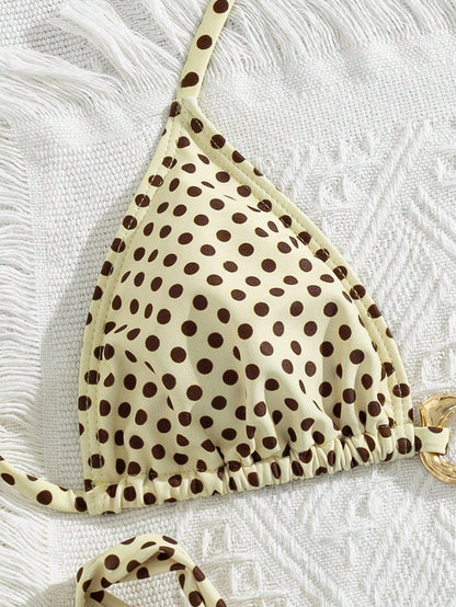 Lady's Print Halter & Tie-Side 2Pcs Swimwear: Sexy, Stylish, Young, Simple, High End, Lively, Cute – Beach Vacations And Travel Parties Summer