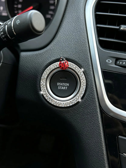 Ladybug Car One-Touch Start Decorative Ring Rhinestone Interior Decoration Universal Ignition Switch Button Decorative Sticker
