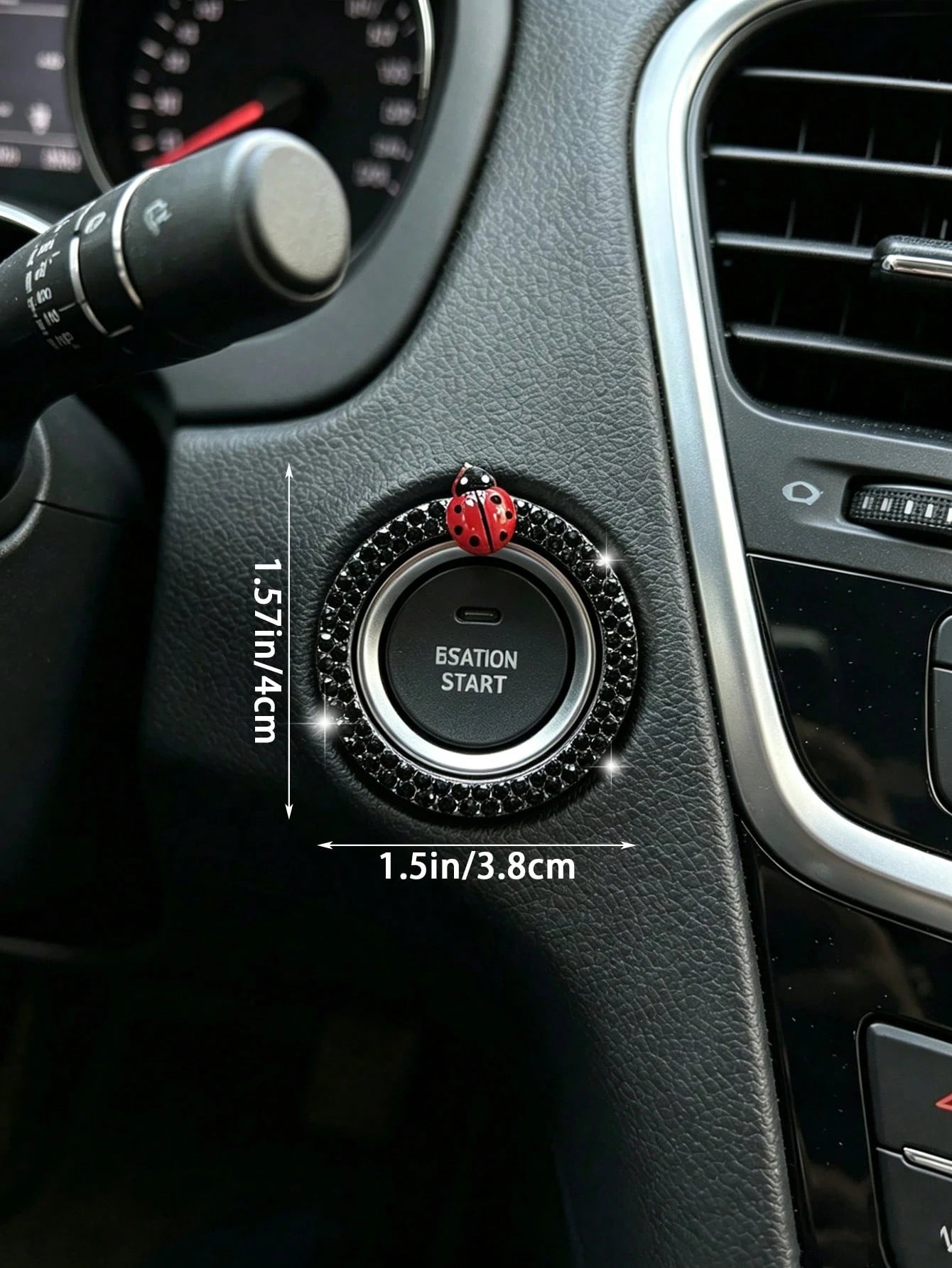 Ladybug Car One-Touch Start Decorative Ring Rhinestone Interior Decoration Universal Ignition Switch Button Decorative Sticker