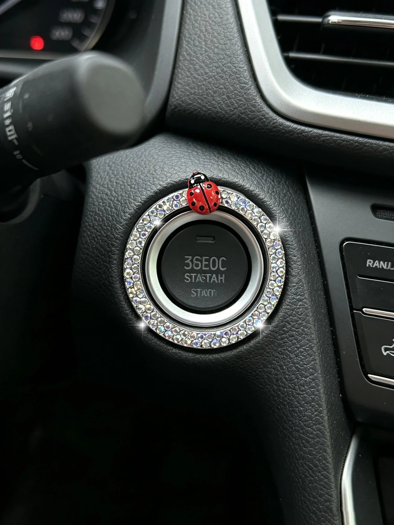 Ladybug Car One-Touch Start Decorative Ring Rhinestone Interior Decoration Universal Ignition Switch Button Decorative Sticker