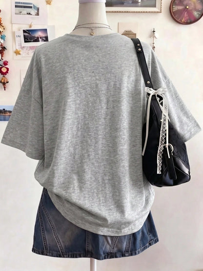Lalippa Plus Size Women's Cat Print Casual Versatile Everyday T-Shirt