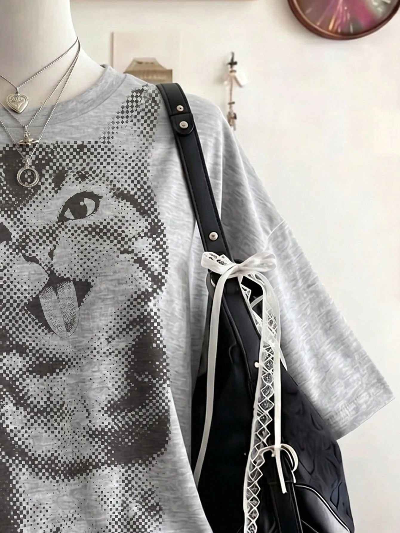 Lalippa Plus Size Women's Cat Print Casual Versatile Everyday T-Shirt