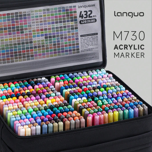 Languo426/384 Colors Super Stackable Acrylic Marker Pen PRO Large Capacity Ink Acrylic Marker Acrylic Felt Felt Coloring Alcohol Marker Art Supplies Soft Tip 1-5mm Thickness Adjustable Control Paintin