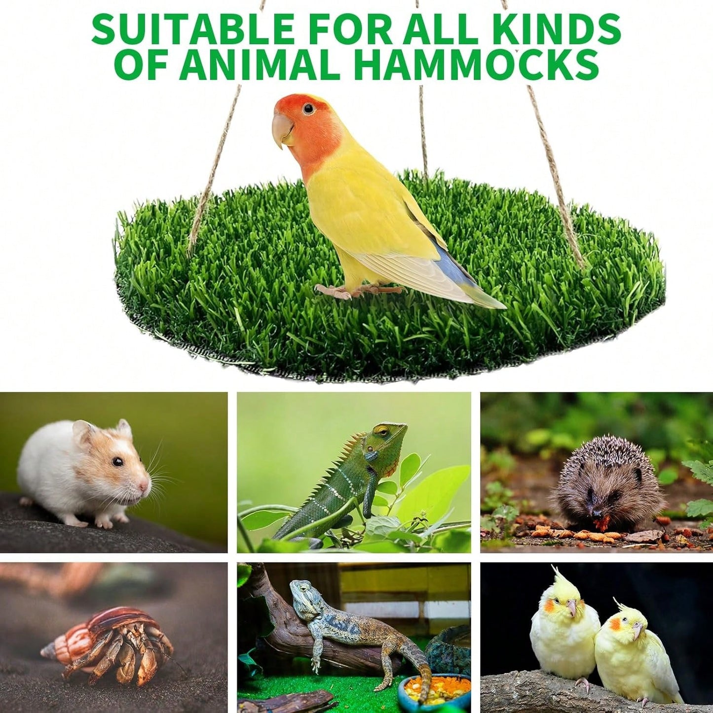Large Bird Foraging Mat Toy, Natural Bird Grass Hammock Swing Toy With Hook, Climbing Perch Hanging Toy, Suitable For Parrots, Budgies, Cockatiels, Bearded Dragons, Snakes