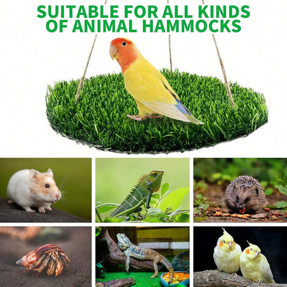 Large Bird Foraging Mat Toy, Natural Bird Grass Hammock Swing Toy With Hook, Climbing Perch Hanging Toy, Suitable For Parrots, Budgies, Cockatiels, Bearded Dragons, Snakes