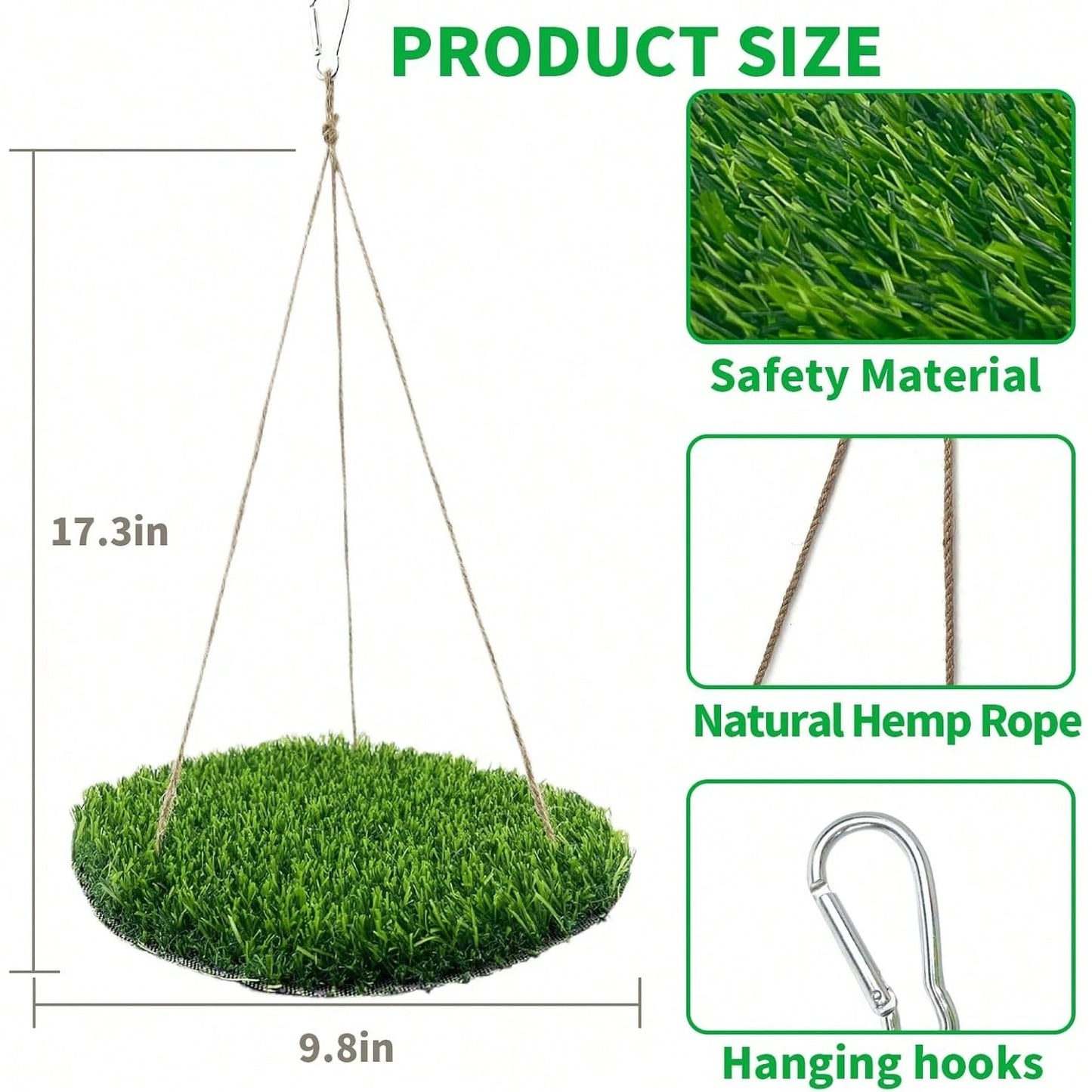 Large Bird Foraging Mat Toy, Natural Bird Grass Hammock Swing Toy With Hook, Climbing Perch Hanging Toy, Suitable For Parrots, Budgies, Cockatiels, Bearded Dragons, Snakes