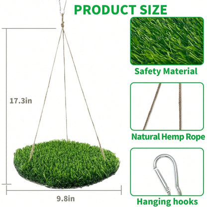 Large Bird Foraging Mat Toy, Natural Bird Grass Hammock Swing Toy With Hook, Climbing Perch Hanging Toy, Suitable For Parrots, Budgies, Cockatiels, Bearded Dragons, Snakes