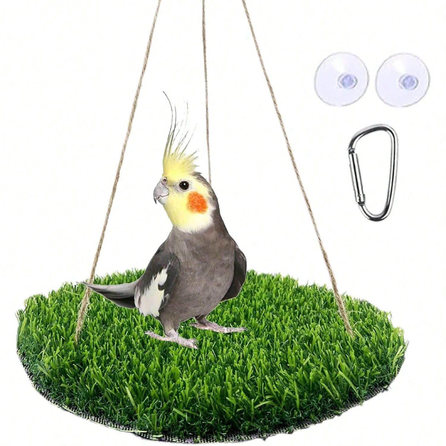 Large Bird Foraging Mat Toy, Natural Bird Grass Hammock Swing Toy With Hook, Climbing Perch Hanging Toy, Suitable For Parrots, Budgies, Cockatiels, Bearded Dragons, Snakes