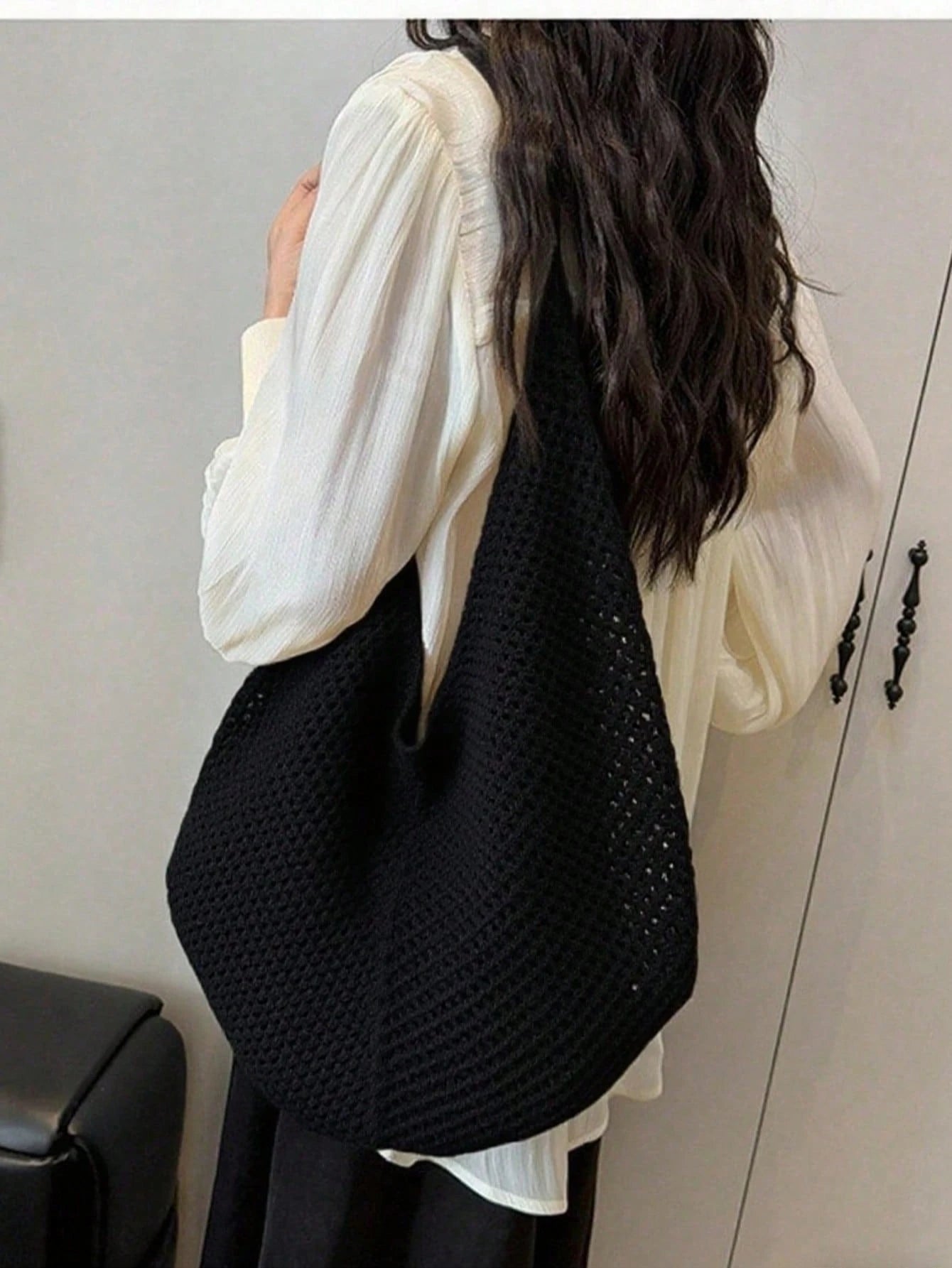 Large Capacity Stylish Crochet Shoulder Tote Bag- Lightweight, Versatile Knitted Handbag, Beige, Pink, Brown, Black, Perfect For Travel, Beach, Vacation And Daily Use, Large Tote Bag, Boho Chic