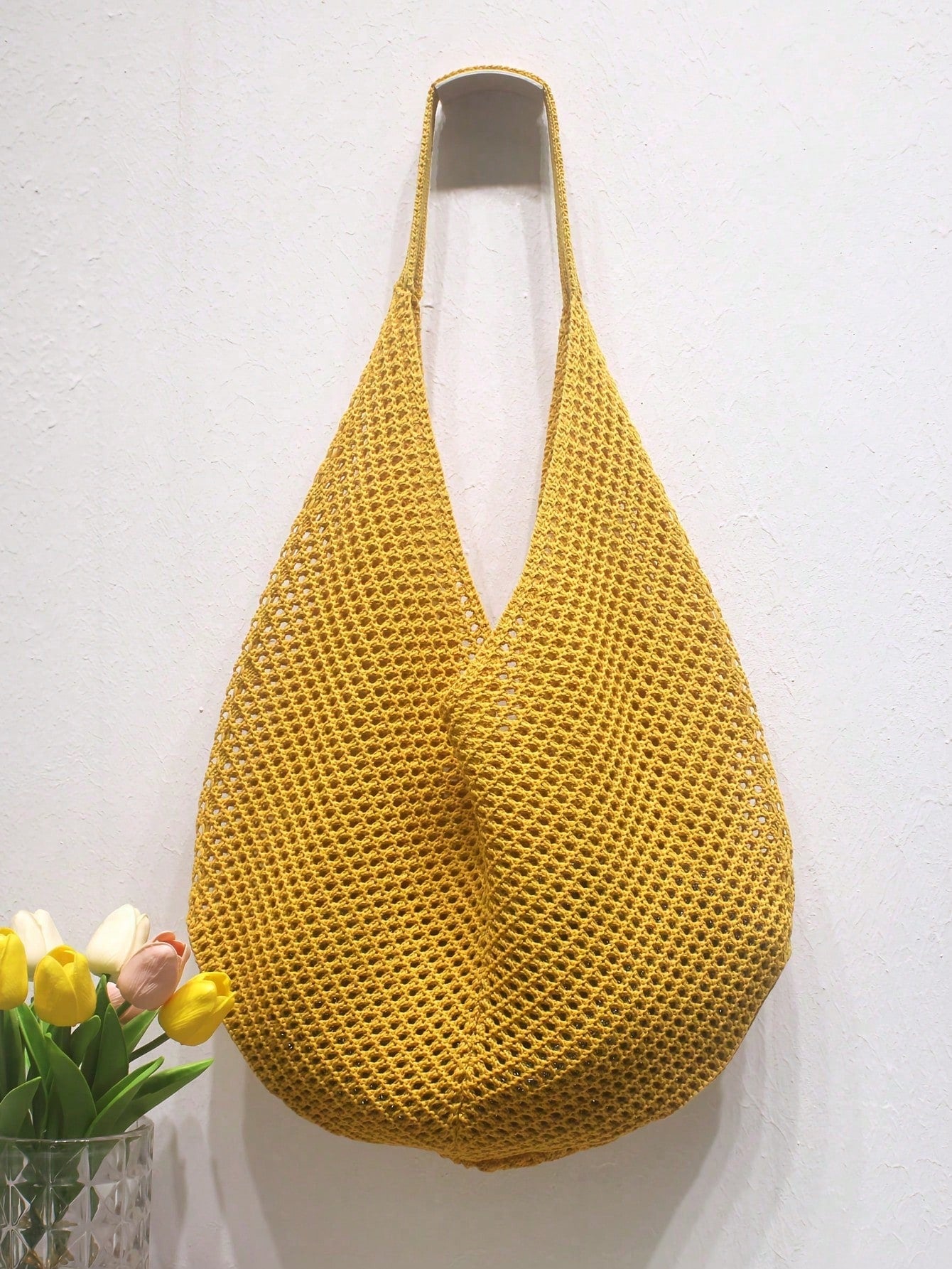 Large Capacity Stylish Crochet Shoulder Tote Bag- Lightweight, Versatile Knitted Handbag, Beige, Pink, Brown, Black, Perfect For Travel, Beach, Vacation And Daily Use, Large Tote Bag, Boho Chic