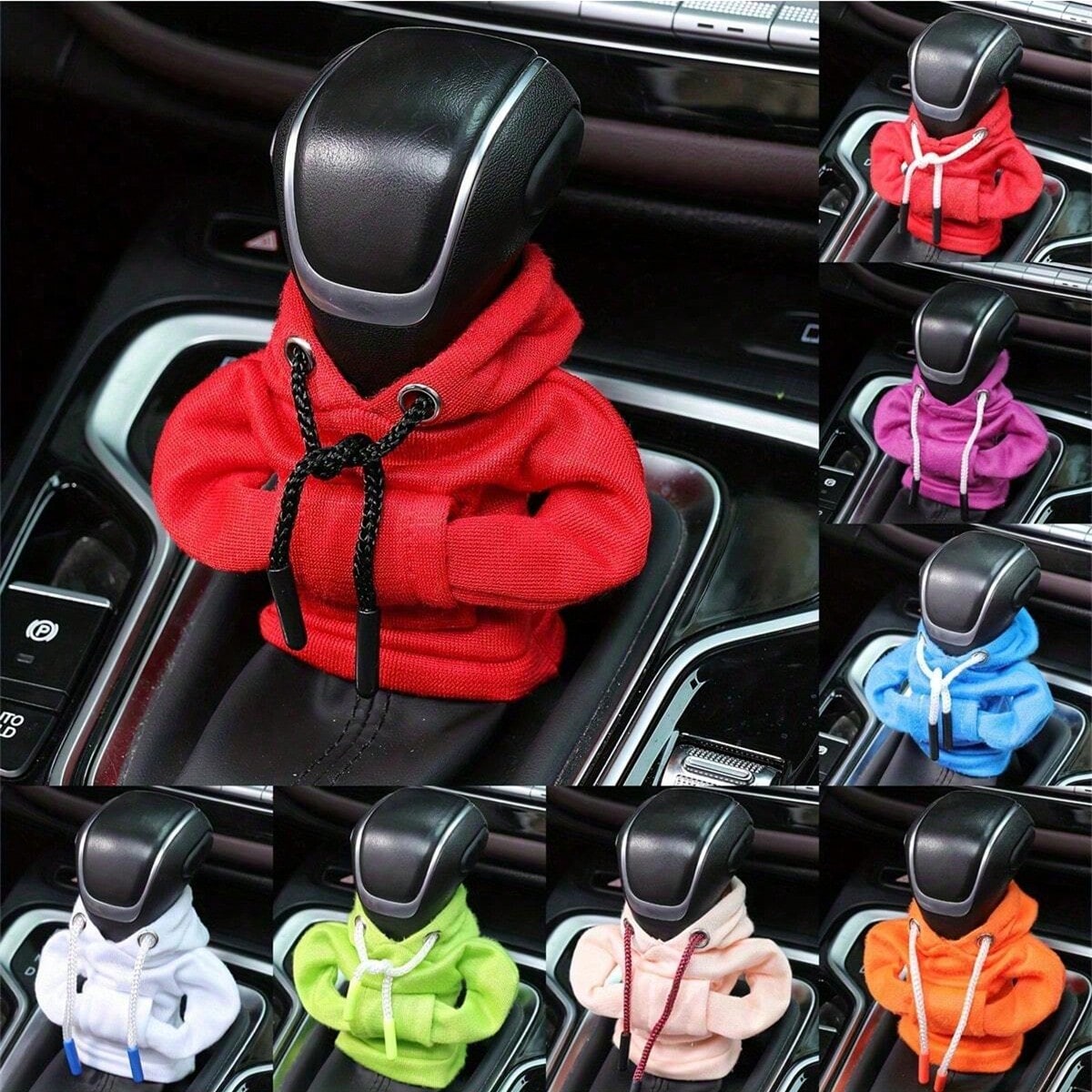 Large Size Universal Car Gear Shift Cover Hoodie, Fashionable Mini Hooded Sweatshirt For Auto Gear Stick Shifter Knob, Interior Accessories Decor,Car Accessories
