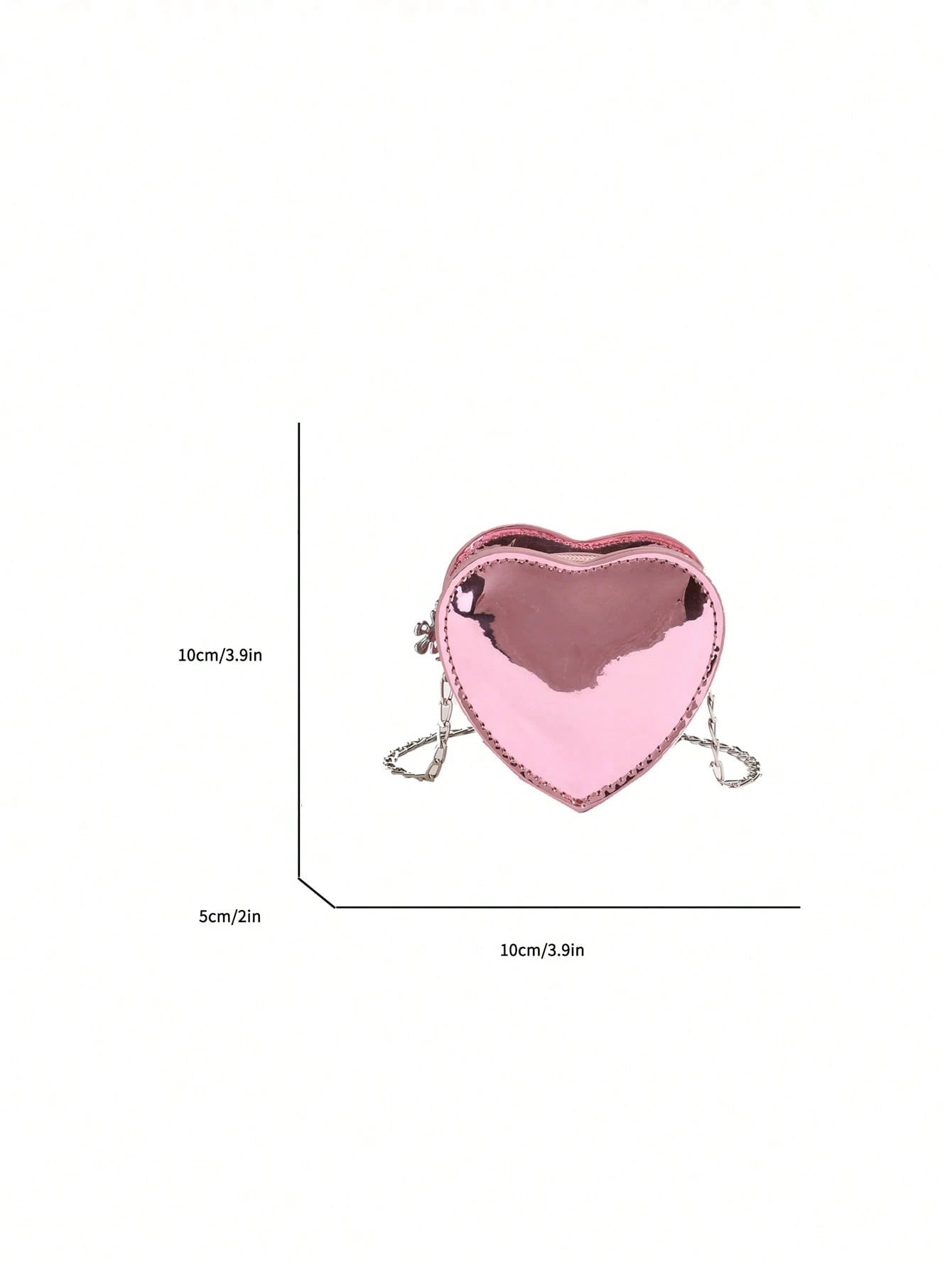 Laser Heart Girls Fashionable Shoulder Bag Chain Strap Crossbody Purse PU Leather Casual Small Bag