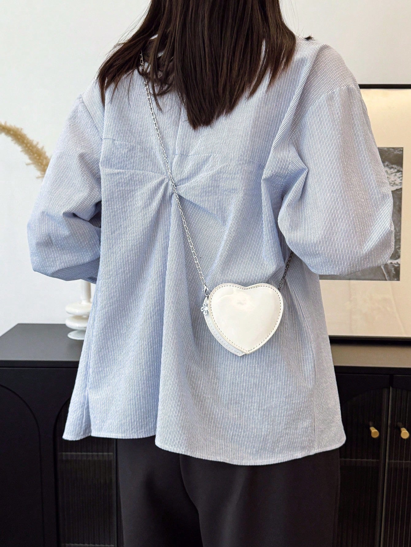 Laser Heart Girls Fashionable Shoulder Bag Chain Strap Crossbody Purse PU Leather Casual Small Bag