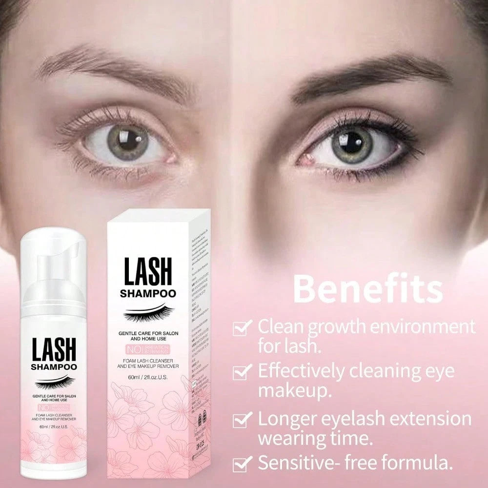 Lash Shampoo For Eyelash Extension Removal, 50ml- Gentle, Natural Formula, Nourishing, Foaming Cleansing