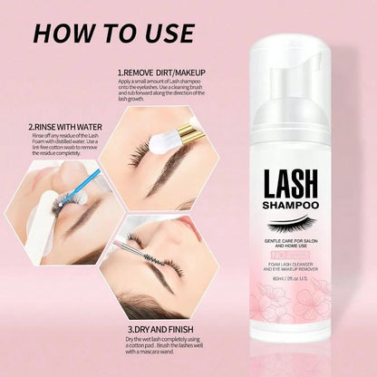 Lash Shampoo For Eyelash Extension Removal, 50ml- Gentle, Natural Formula, Nourishing, Foaming Cleansing