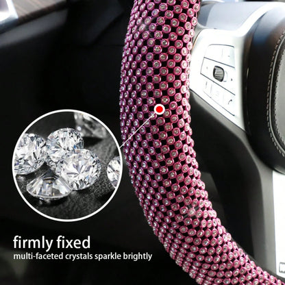 Latest Mesh Shiny Rhinestone Embellished Car Steering Wheel Cover, Anti-Slip Rubber Inner Ring, Snug Fit To Steering Wheel. Women's Car Interior Accessory