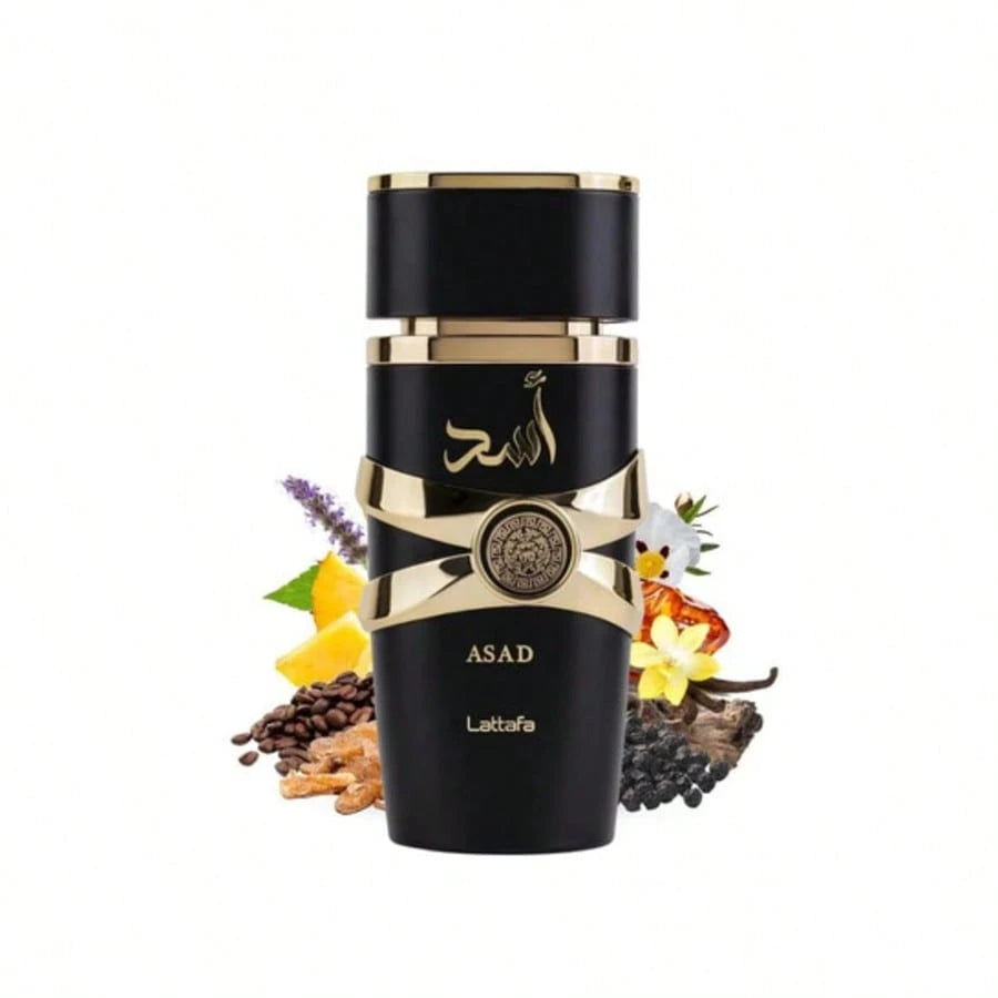 Lattafa Asad Eau De Parfum, 3.4 OZ/100ML, Christmas Gifts, New Year Gifts, Birthday Gifts, Long-Lasting Fragrance, Luxury Gifts, Gifts For Women, Suitable For All Occasions.