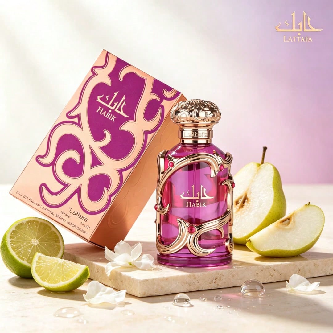 Lattafa Habik EDP For Women (3.4 Oz/ 100 Ml) Features Notes Of Crisp Pear, Jasmine, Freesia, Amber, Oakmoss, And White Musk; It Offers A Longevity Of Approximately 6–8 Hours With A Natural, Non-Intru