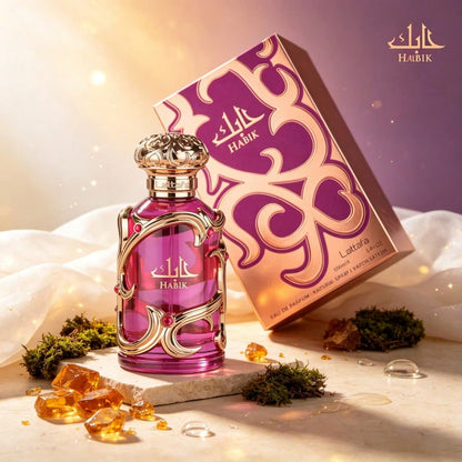 Lattafa Habik EDP For Women (3.4 Oz/ 100 Ml) Features Notes Of Crisp Pear, Jasmine, Freesia, Amber, Oakmoss, And White Musk; It Offers A Longevity Of Approximately 6–8 Hours With A Natural, Non-Intru