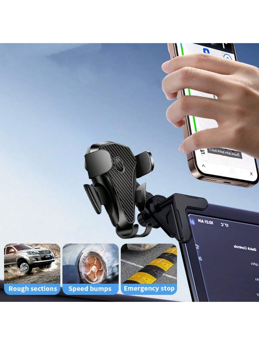 LCARS Car Phone Holder Black ABS Material Compatible With Tesla Model 3 Model Y Floating Center Console Screen Display Phone Support Bracket Horizontal And Vertical Screen Use For Smartphones