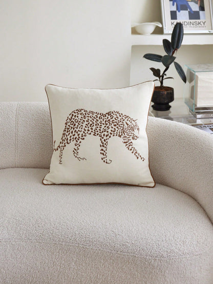 LCUHPCL 1pc And 2pcs Low-Key Luxury 3D Leopard Embroidery Pillowcase, Home Decor Suitable For Living Room, Bedroom, Car And Other Environments