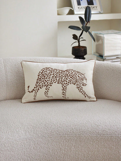 LCUHPCL 1pc And 2pcs Low-Key Luxury 3D Leopard Embroidery Pillowcase, Home Decor Suitable For Living Room, Bedroom, Car And Other Environments