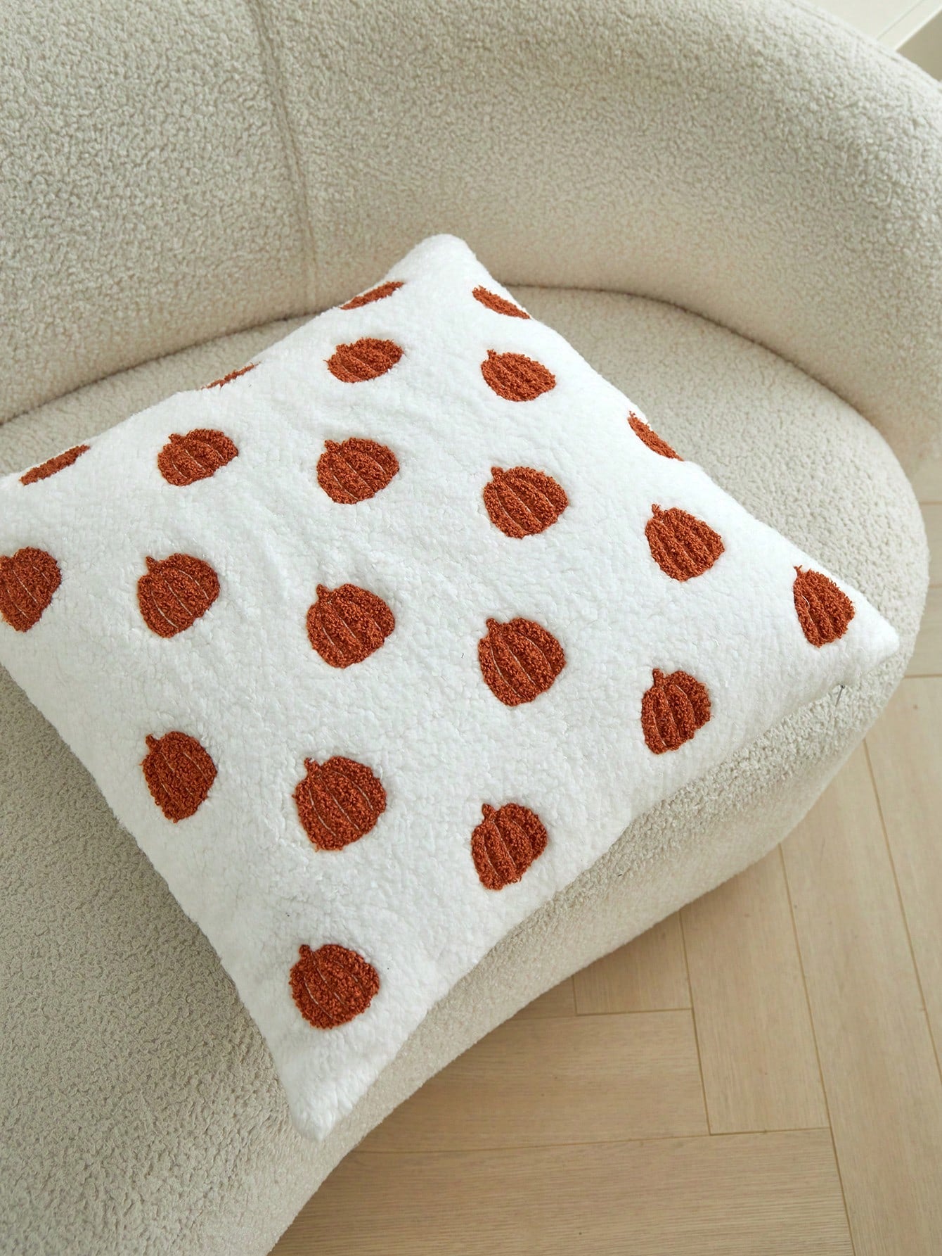 LCUHPCL 1pc Autumn/Winter Thanksgiving Faux Fur 3D Embroidered Pumpkin Pillow Case, Home Decor For Living Room, Bedroom, Party, Car And Other Environments