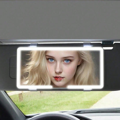 LED Car Makeup Mirror With Lights, Detachable Sun Visor Vanity Mirror, 3 Lighting Modes, Touch Control, USB Rechargeable Car Interior Accessory