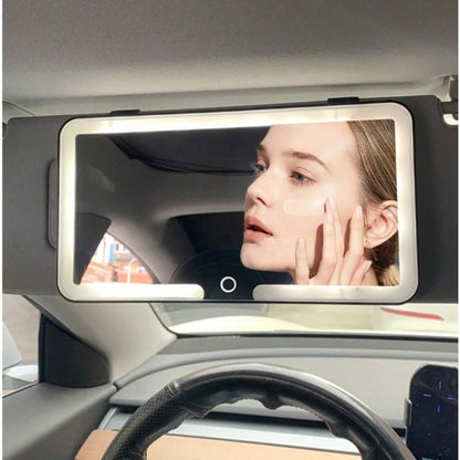 LED Car Makeup Mirror With Lights, Detachable Sun Visor Vanity Mirror, 3 Lighting Modes, Touch Control, USB Rechargeable Car Interior Accessory