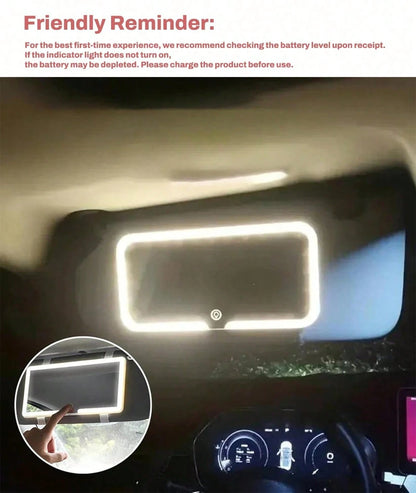 LED Car Makeup Mirror With Lights, Detachable Sun Visor Vanity Mirror, 3 Lighting Modes, Touch Control, USB Rechargeable Car Interior Accessory