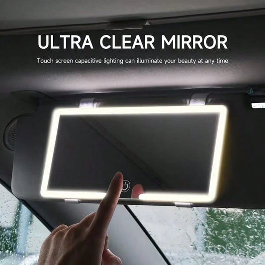 LED Car Vanity Mirror, Suitable For Car Sun Visor Car Makeup Mirror, Rechargeable Touch Screen Makeup Mirror With Adjustable Brightness And Three Lighting Modes, Coastal Theme, USB Charging Makeup Mir