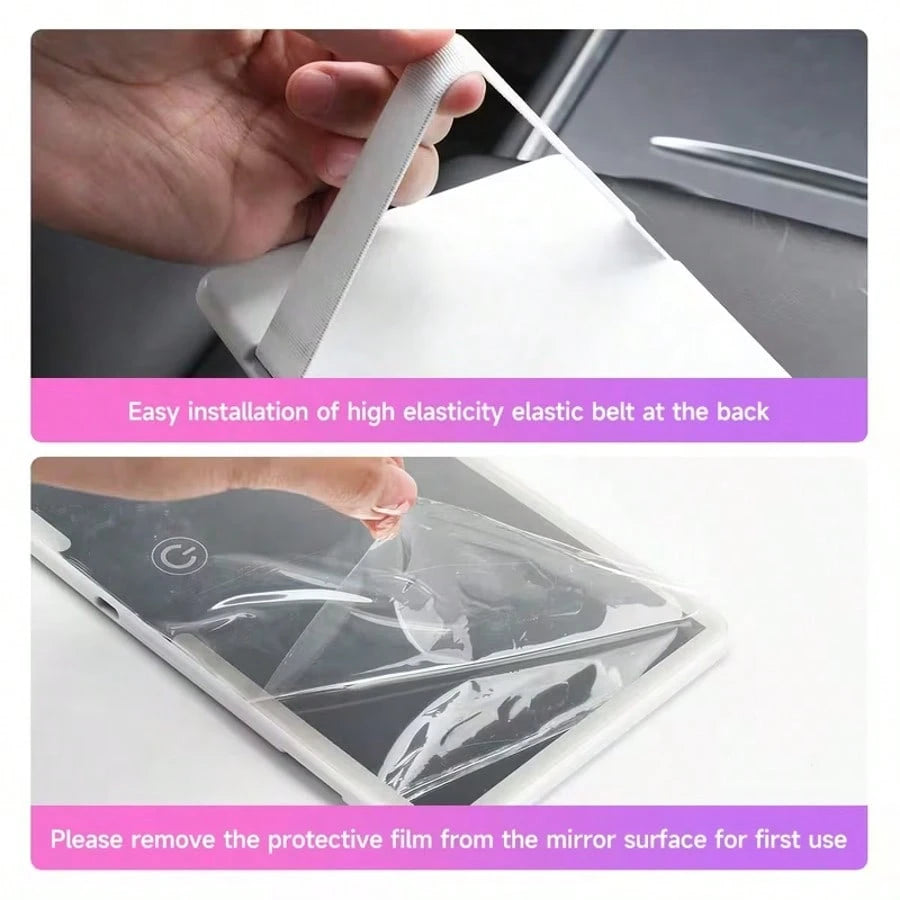 LED Car Vanity Mirror, Suitable For Car Sun Visor Car Makeup Mirror, Rechargeable Touch Screen Makeup Mirror With Adjustable Brightness And Three Lighting Modes, Coastal Theme, USB Charging Makeup Mir