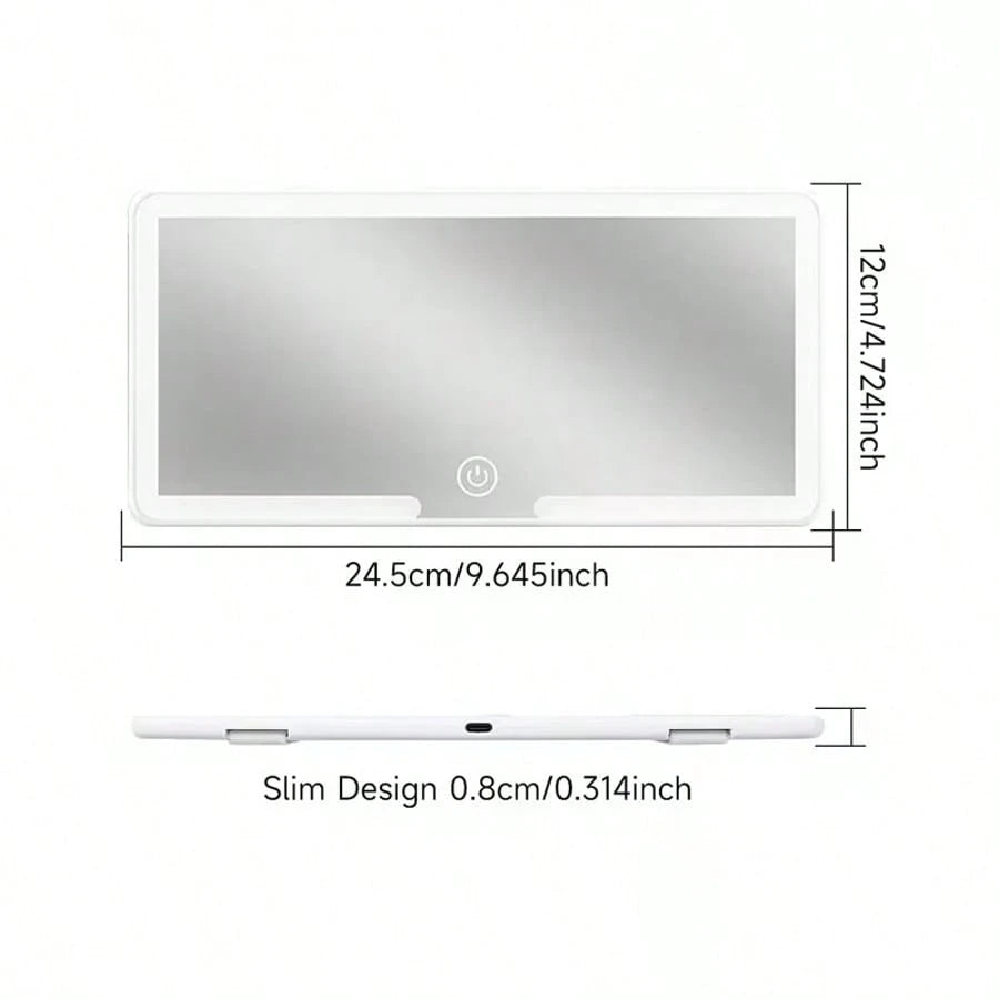 LED Car Vanity Mirror, Suitable For Car Sun Visor Car Makeup Mirror, Rechargeable Touch Screen Makeup Mirror With Adjustable Brightness And Three Lighting Modes, Coastal Theme, USB Charging Makeup Mir