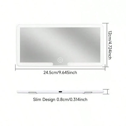 LED Car Vanity Mirror, Suitable For Car Sun Visor Car Makeup Mirror, Rechargeable Touch Screen Makeup Mirror With Adjustable Brightness And Three Lighting Modes, Coastal Theme, USB Charging Makeup Mir