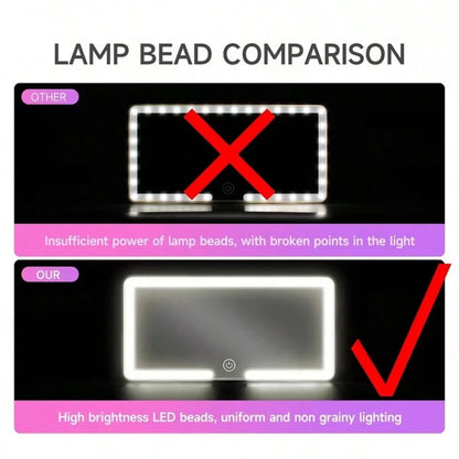 LED Car Vanity Mirror, Suitable For Car Sun Visor Car Makeup Mirror, Rechargeable Touch Screen Makeup Mirror With Adjustable Brightness And Three Lighting Modes, Coastal Theme, USB Charging Makeup Mir