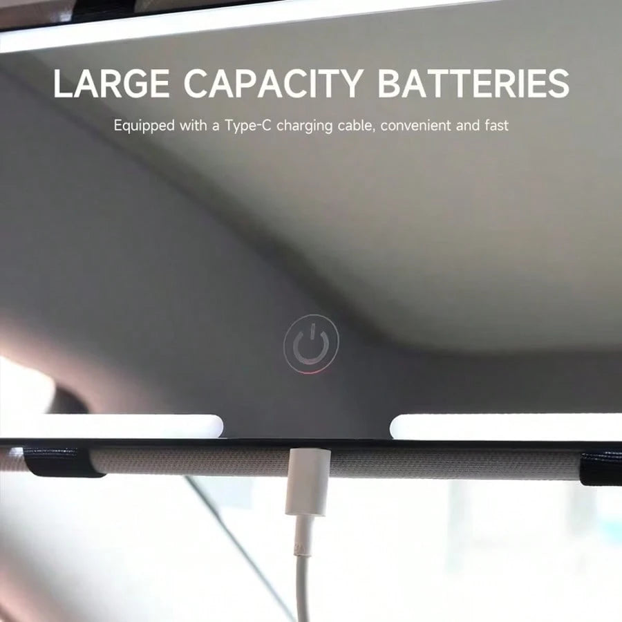 LED Car Vanity Mirror, Suitable For Car Sun Visor Car Makeup Mirror, Rechargeable Touch Screen Makeup Mirror With Adjustable Brightness And Three Lighting Modes, Coastal Theme, USB Charging Makeup Mir