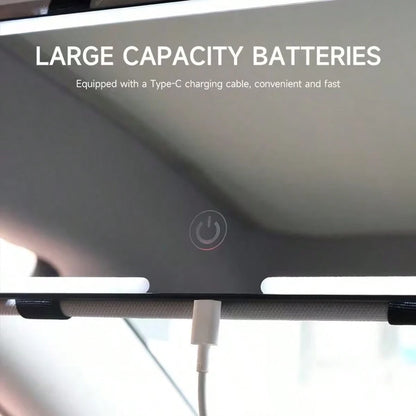 LED Car Vanity Mirror, Suitable For Car Sun Visor Car Makeup Mirror, Rechargeable Touch Screen Makeup Mirror With Adjustable Brightness And Three Lighting Modes, Coastal Theme, USB Charging Makeup Mir