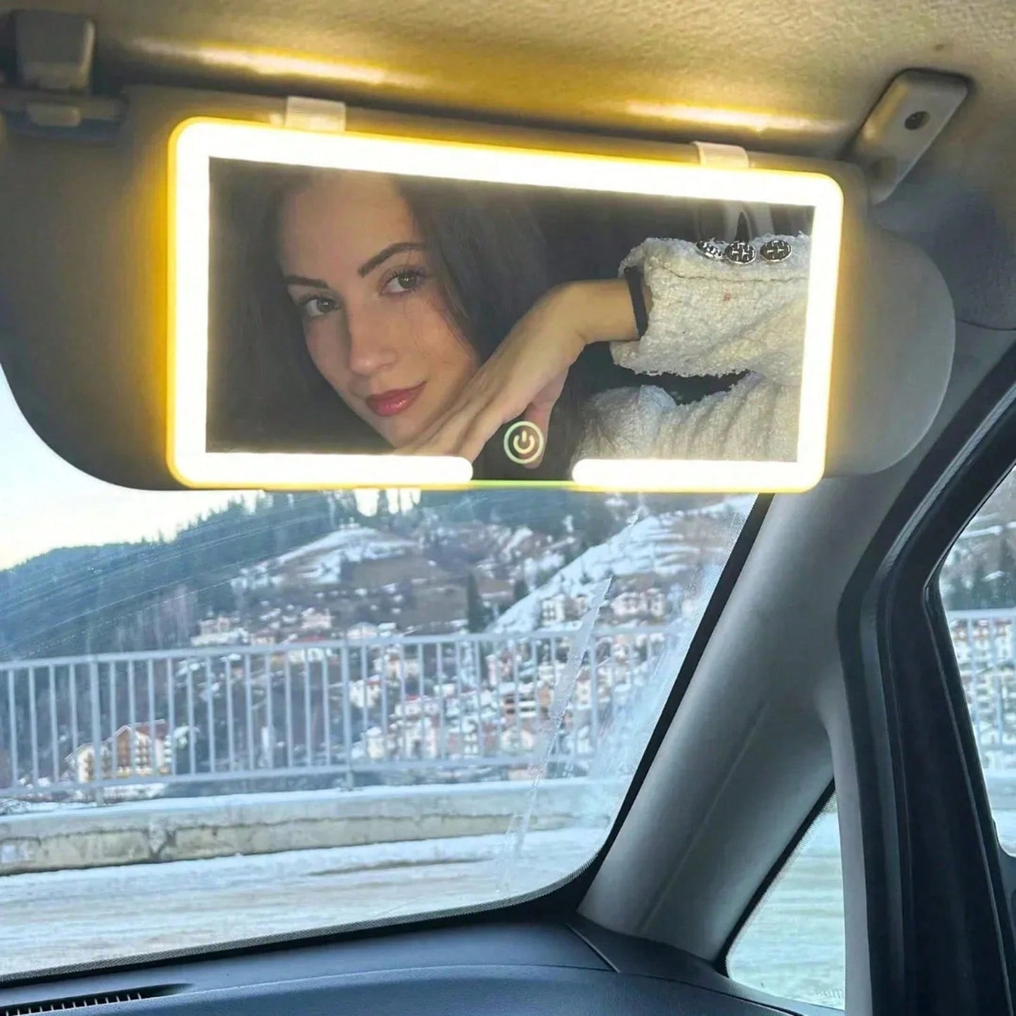 LED Detachable Car Makeup Mirror With Light- Convenient Passenger-Side Interior Dressing Mirror, Suitable For Quick Retouching, Compatible With Various Vehicles, Car Mirror Hanging Accessory,3 Light