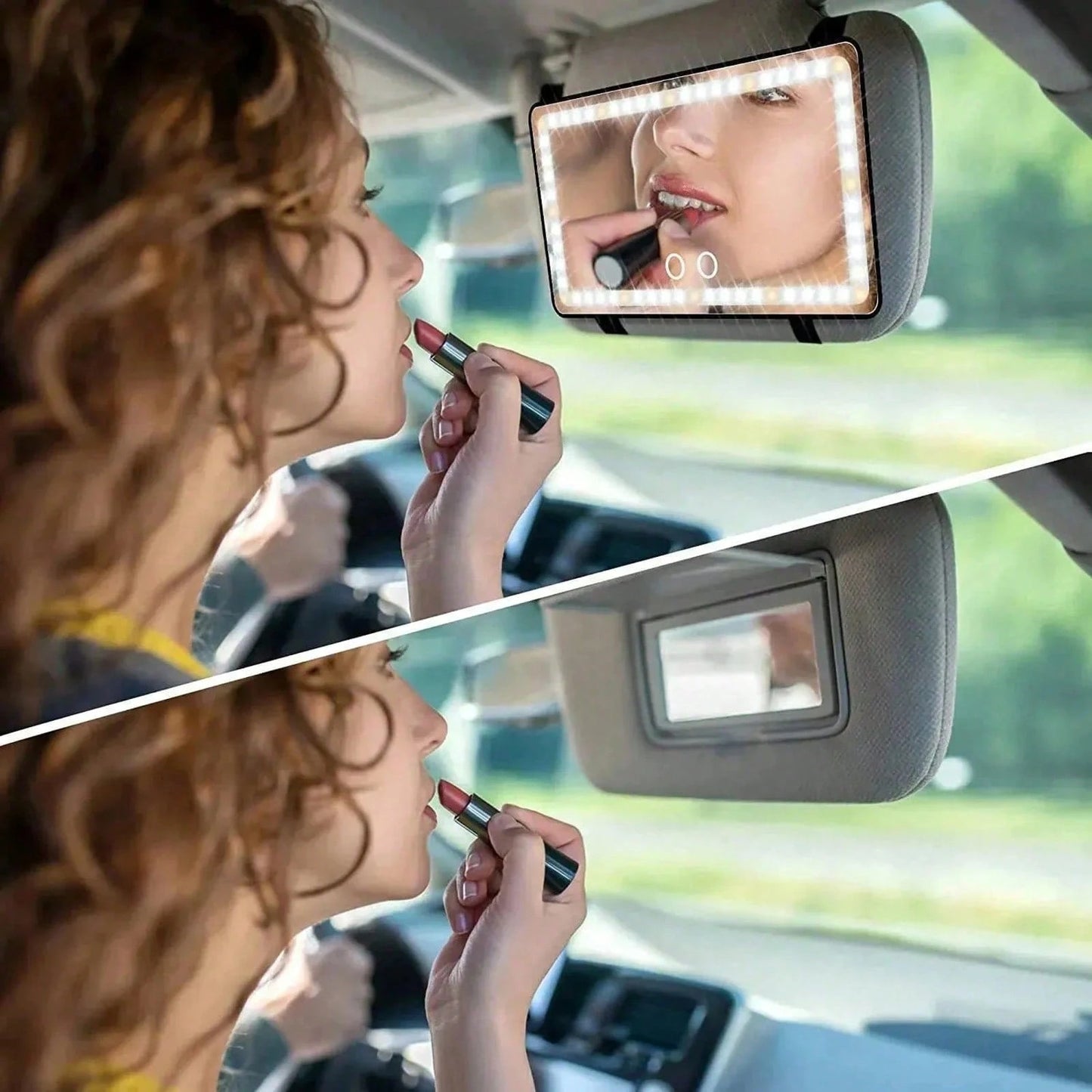 LED Detachable Car Makeup Mirror With Light- Convenient Passenger-Side Interior Dressing Mirror, Suitable For Quick Retouching, Compatible With Various Vehicles, Car Mirror Hanging Accessory,3 Light