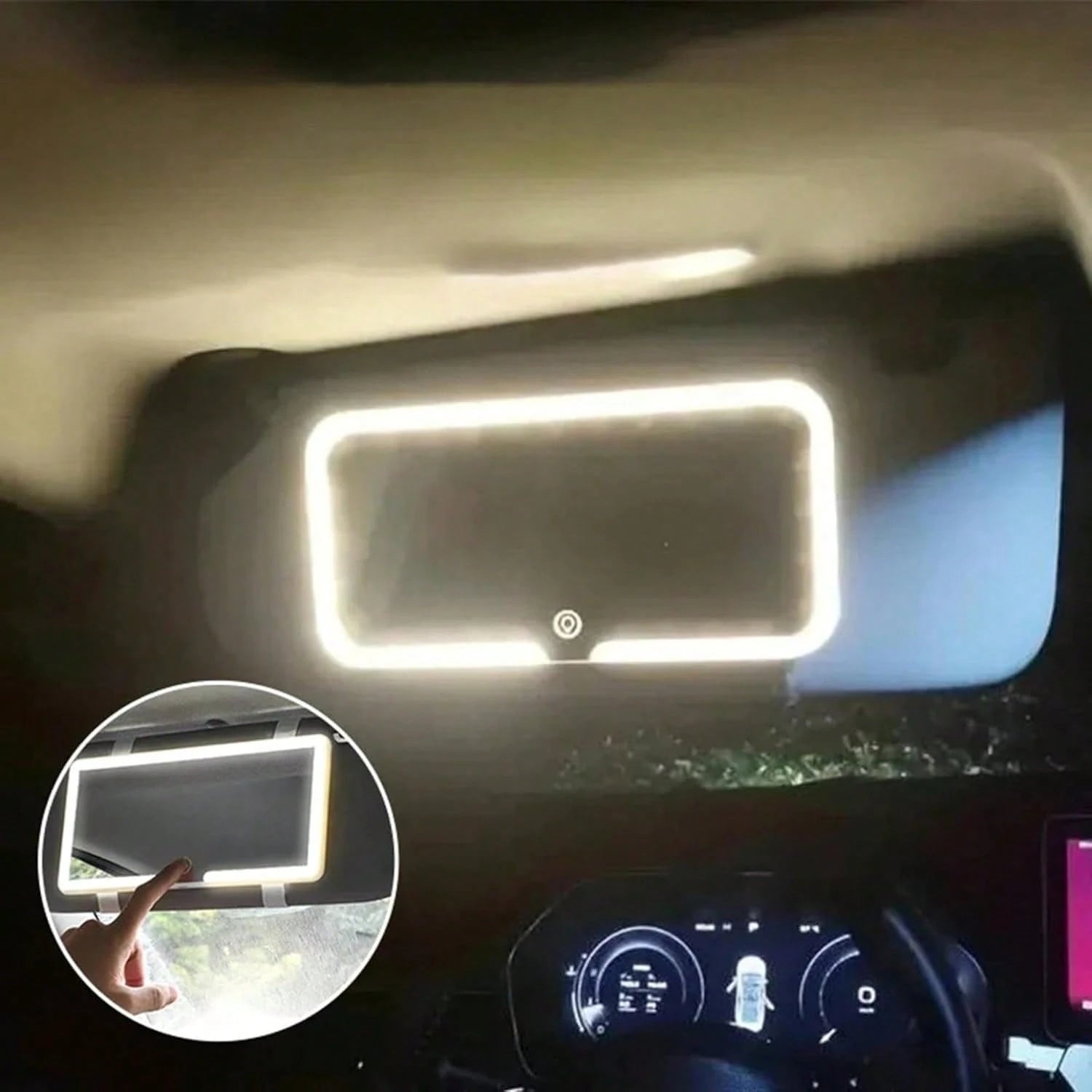 LED Detachable Car Makeup Mirror With Light- Convenient Passenger-Side Interior Dressing Mirror, Suitable For Quick Retouching, Compatible With Various Vehicles, Car Mirror Hanging Accessory,3 Light