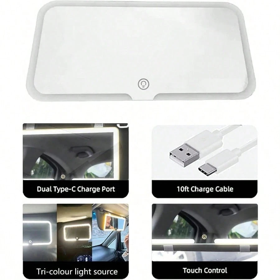 LED Detachable Car Makeup Mirror With Light- Convenient Passenger-Side Interior Dressing Mirror, Suitable For Quick Retouching, Compatible With Various Vehicles, Car Mirror Hanging Accessory,3 Light