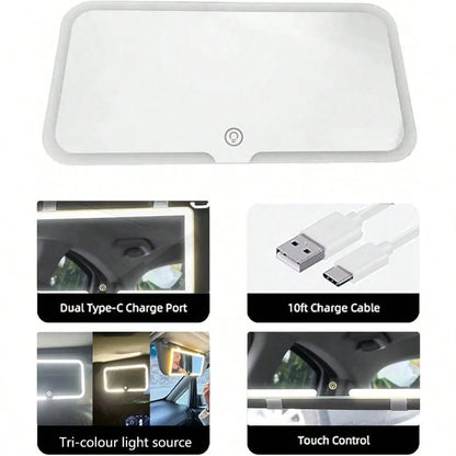 LED Detachable Car Makeup Mirror With Light- Convenient Passenger-Side Interior Dressing Mirror, Suitable For Quick Retouching, Compatible With Various Vehicles, Car Mirror Hanging Accessory,3 Light