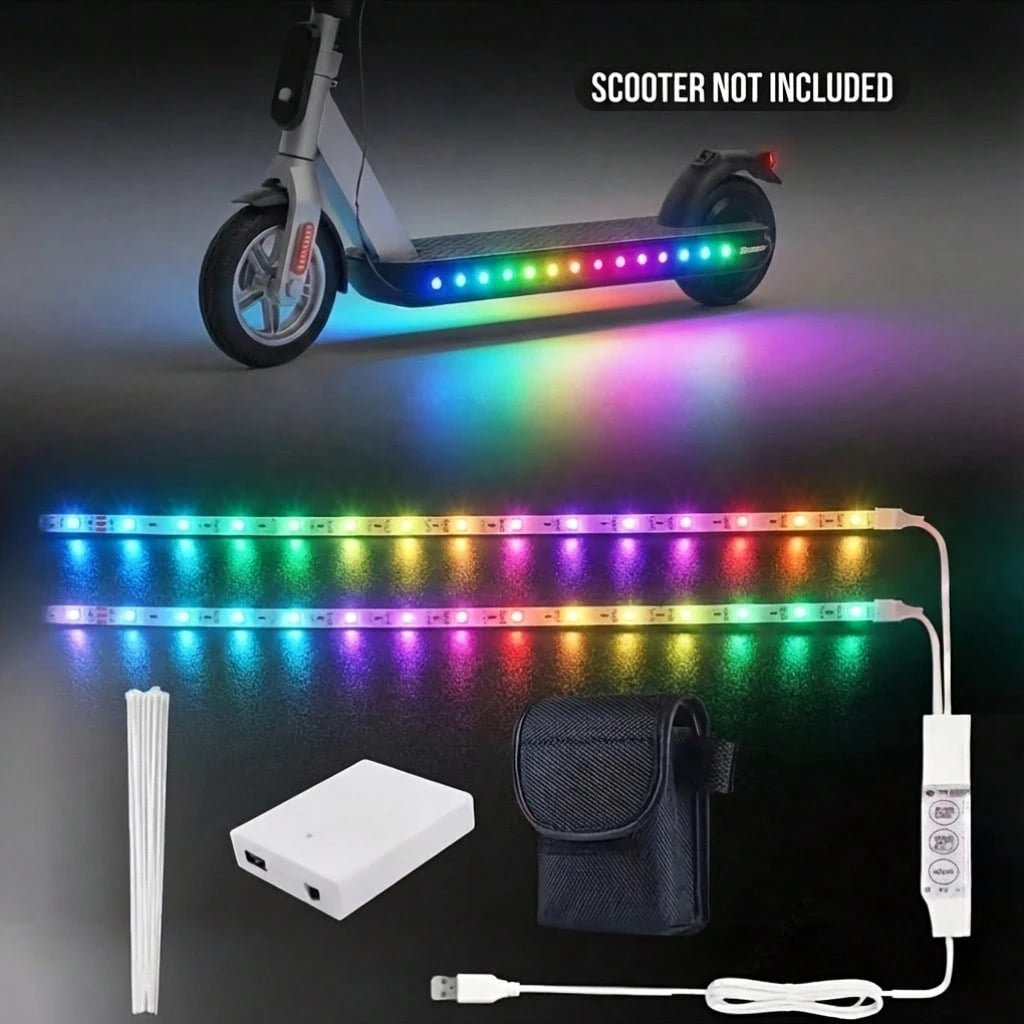 LED Light Strip For Scooters And Bicycles| RGB Night Riding Warning Light, 360° Panoramic Illumination, Intelligent Lighting Effects, Flexible Installation, Batteries Not Included.
