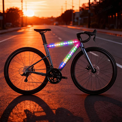 LED Light Strip For Scooters And Bicycles| RGB Night Riding Warning Light, 360° Panoramic Illumination, Intelligent Lighting Effects, Flexible Installation, Batteries Not Included.