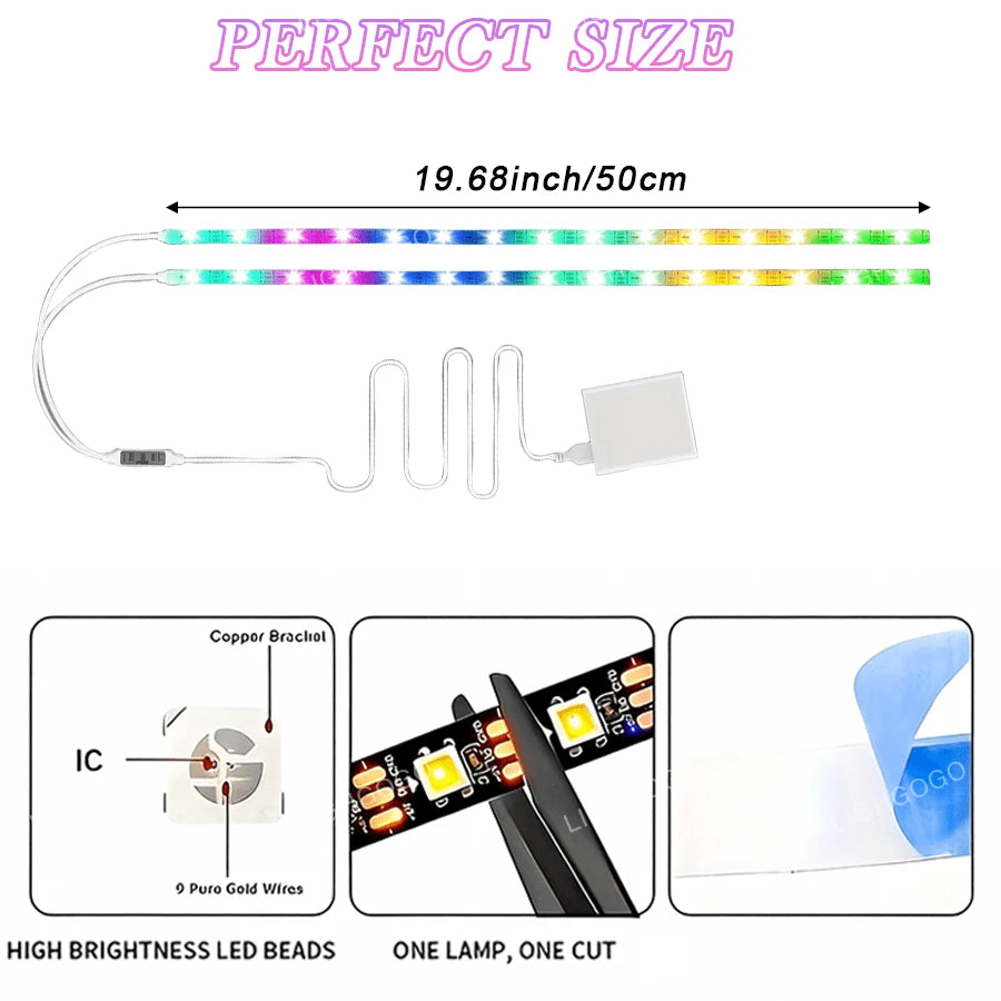 LED Light Strip For Scooters And Bicycles| RGB Night Riding Warning Light, 360° Panoramic Illumination, Intelligent Lighting Effects, Flexible Installation, Batteries Not Included.