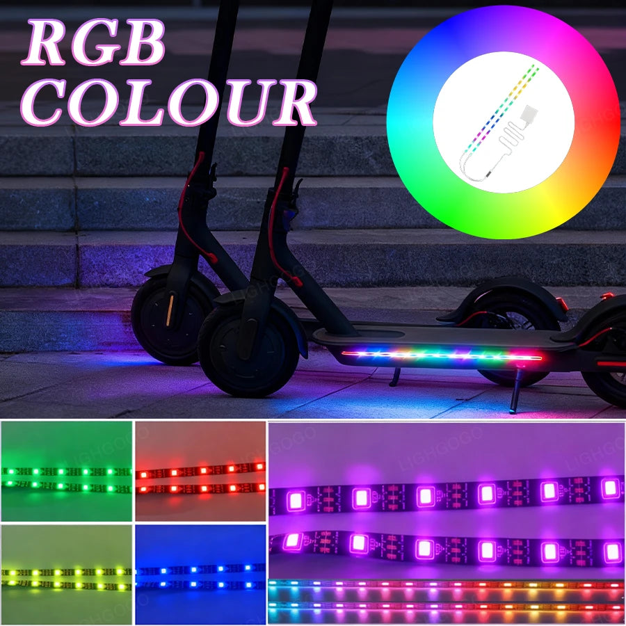LED Light Strip For Scooters And Bicycles| RGB Night Riding Warning Light, 360° Panoramic Illumination, Intelligent Lighting Effects, Flexible Installation, Batteries Not Included.